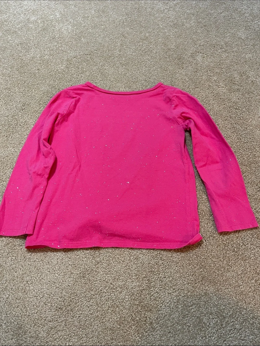 Carter's Hot Pink Long-Sleeve Tie-Front Top with silver sparkly detailing